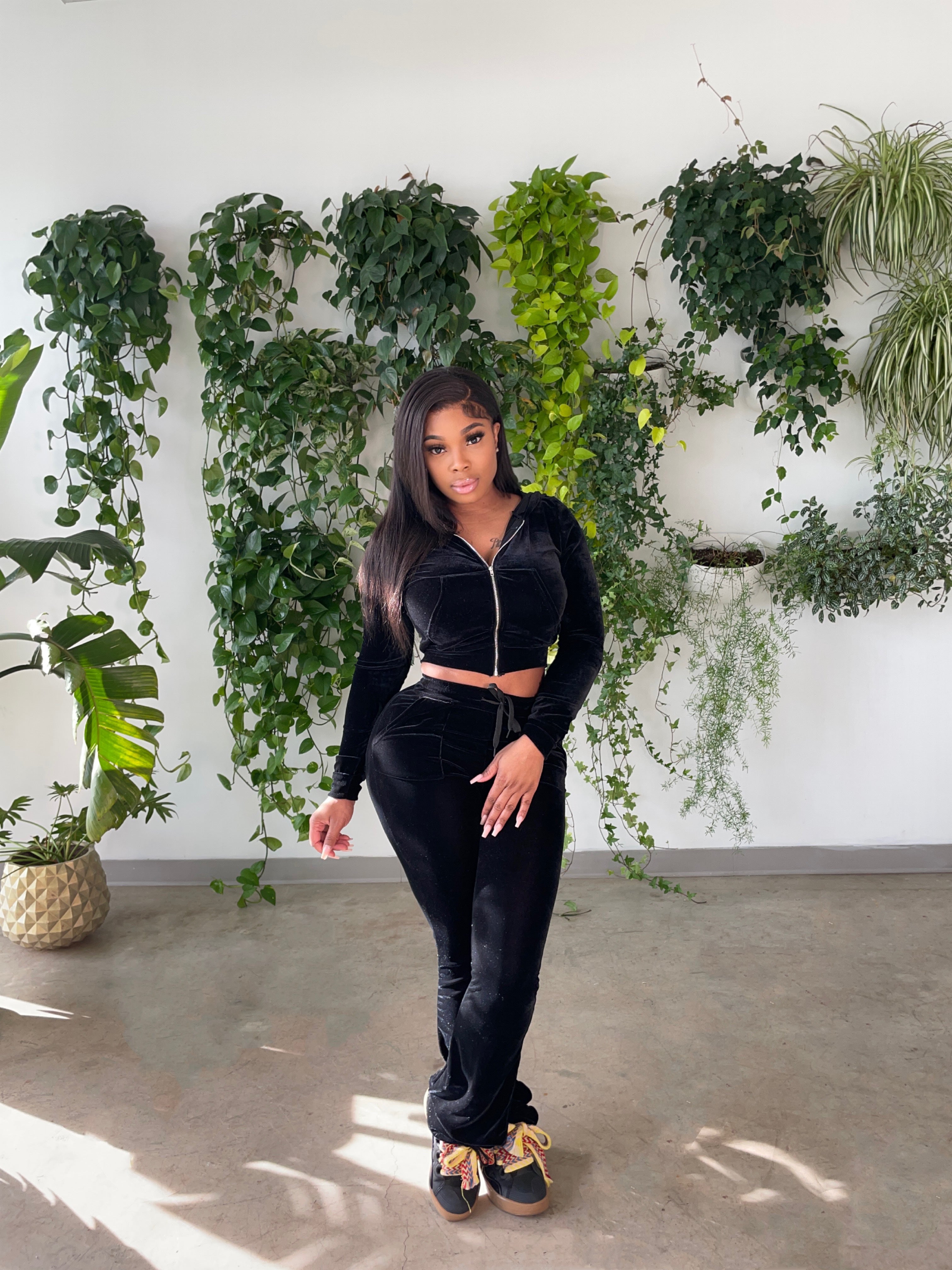 Black Velvet Sweatsuit